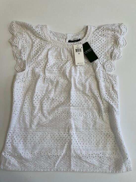 Lauren Ralph Lauren Tops - Lauren Ralph Lauren Women's Eyelet Flutter Sleeve White Top Size M NWT